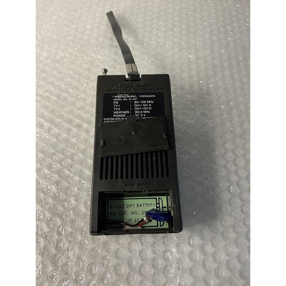 Vintage Realistic Portavision FM/TV Radio Shack Model 12-612 Black Tested/works! - Picture 9 of 16